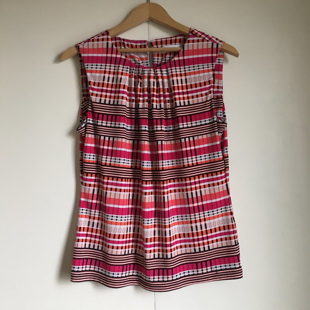 Calvin Klein Geometric Cyberpunk Pleated Tank Top Size 32